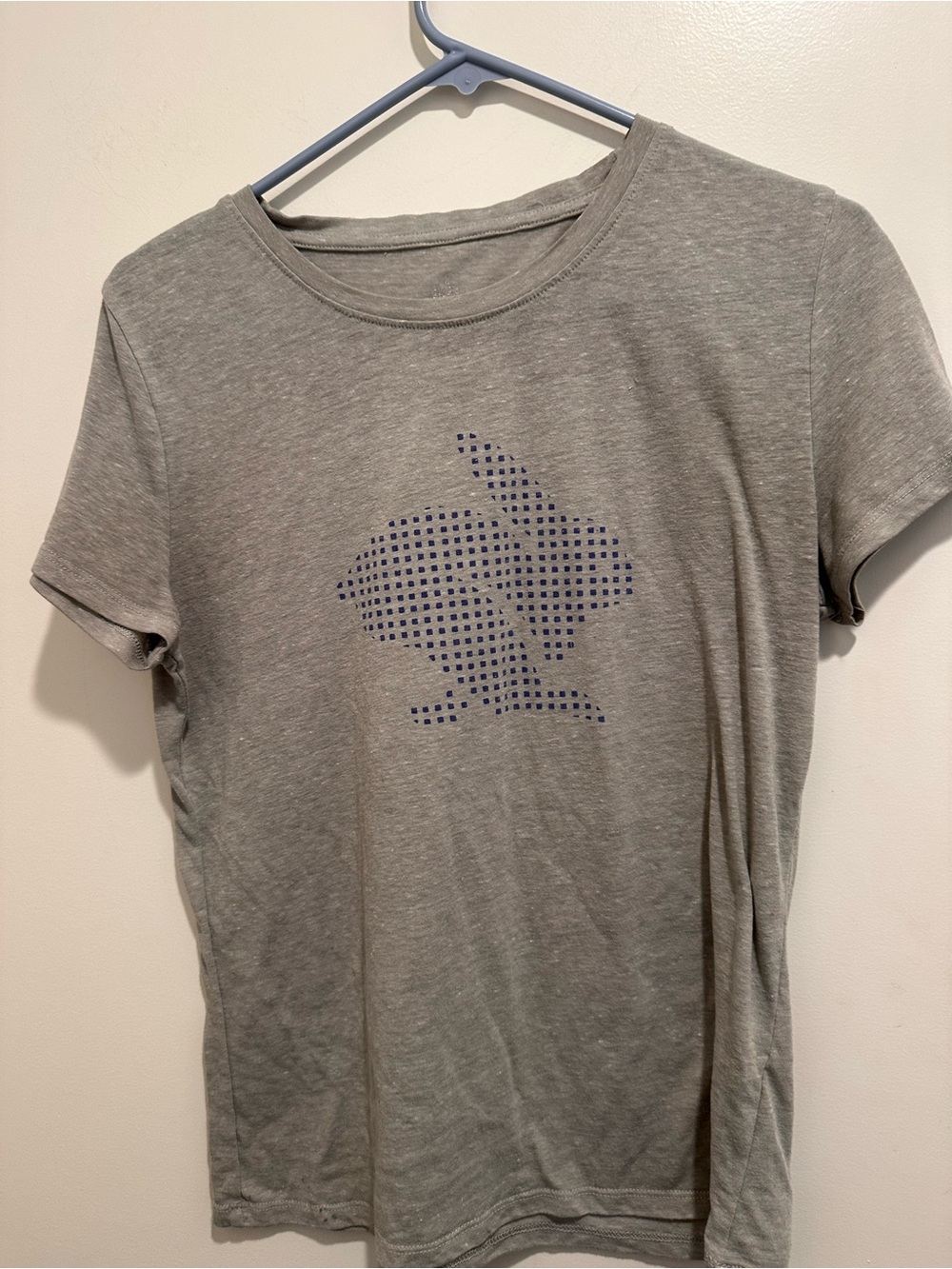 Women’s Short Sleeve Tee with Dotted Rabbit Graphic - Gray